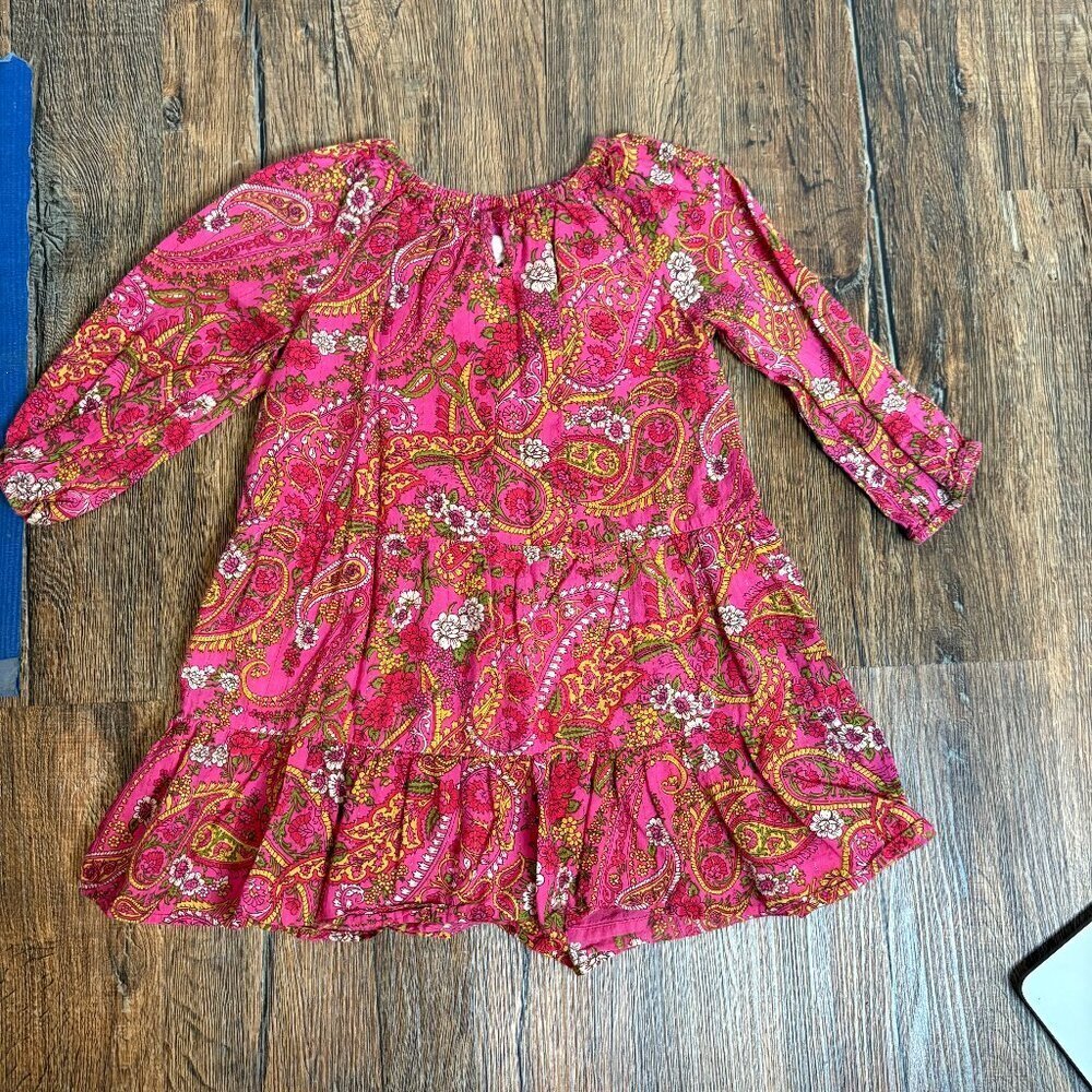 Pink Chicken Vibrant Pink Paisley Long Sleeve Dress
